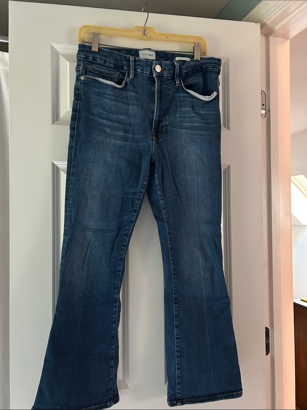Frame Denim Dark Blue The One Crop Mini Boot
